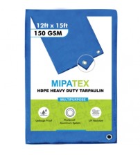 Mipatex Tarpaulin / Tirpal 12 Feet x 15 Feet 150 GSM (Blue)